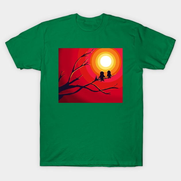 Sunset with Hummingbirds T-Shirt by VixenwithStripes